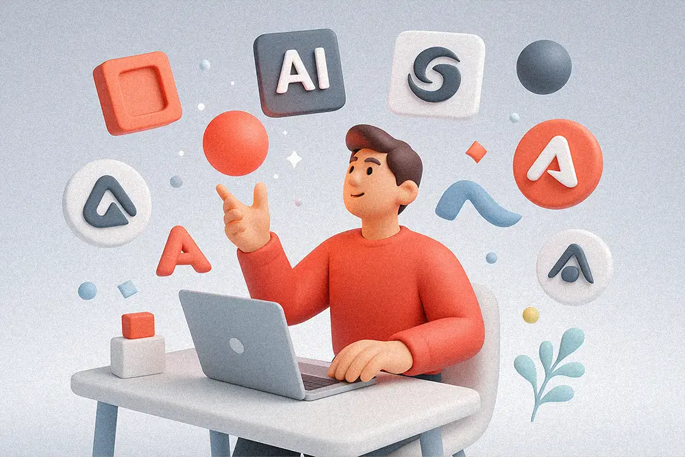 Futuristic clay-style illustration symbolizing creativity and innovation — inspired by AI Logo Prompts that empower designers to create smarter, faster, and more original logos.