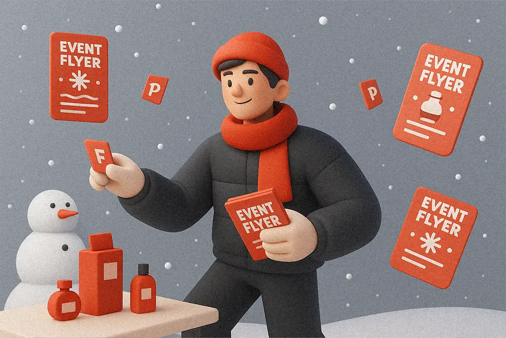 Creative clay-style illustration symbolizing festive design energy — modern visual inspired by Seasonal Event Flyers that captivate and connect.