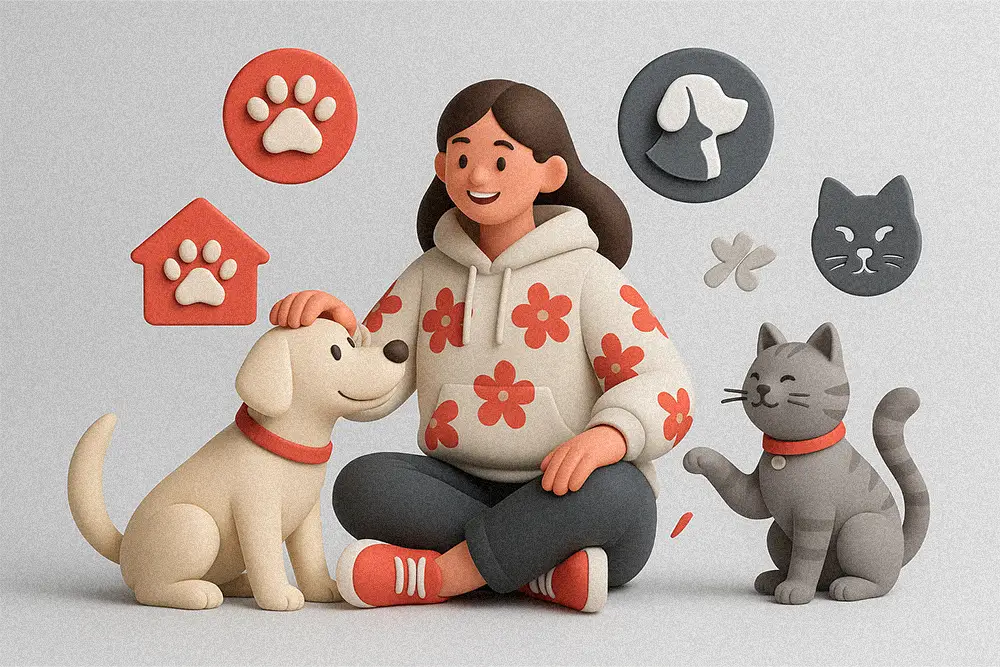 A joyful clay-style scene symbolizing creativity and connection — inspired by Petshop Branding Fonts that bring warmth and personality to every design.