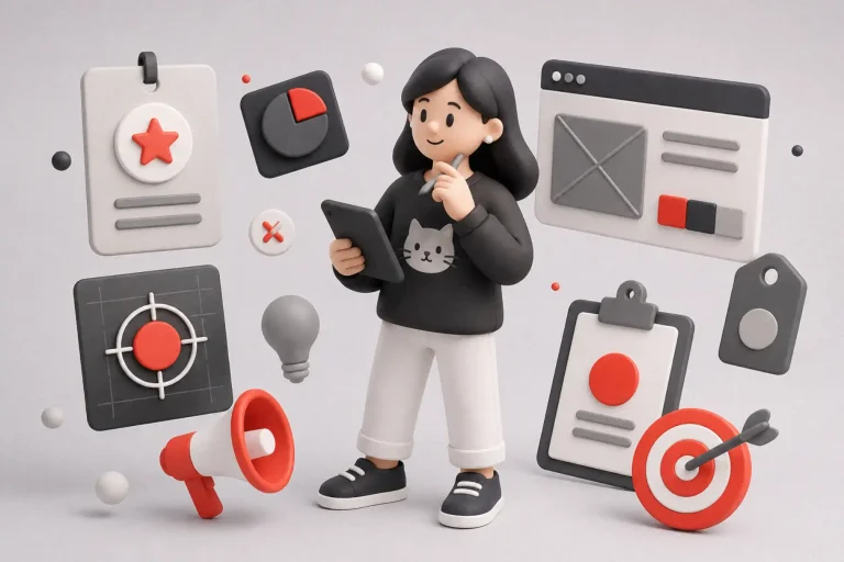 Creative 3D scene showing how AI Branding Mistakes can make a brand direction feel unclear.