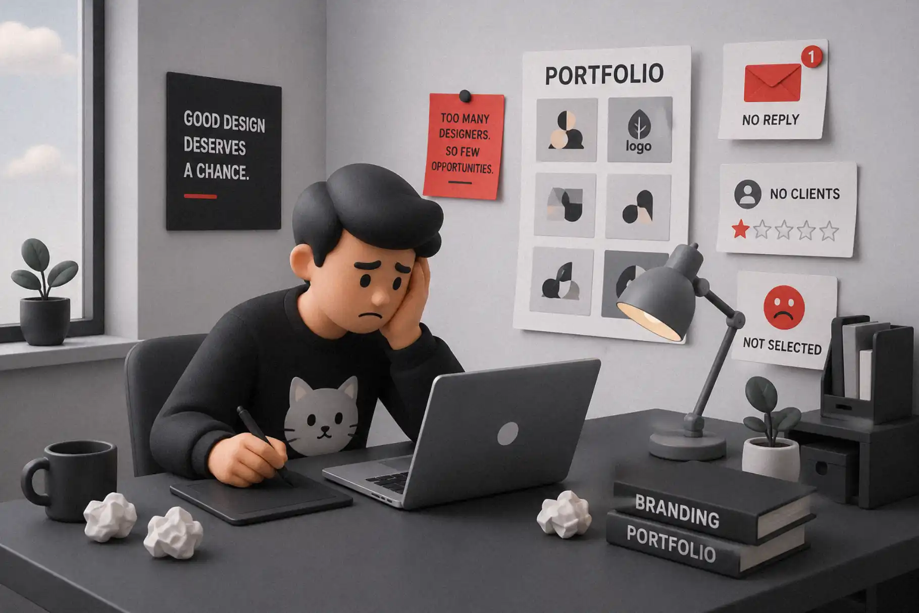 Creative strategy and brand differentiation visual representing the challenges of standing out in a crowded market through effective Corporate Branding decisions.