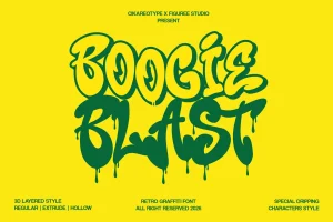 Boogie Blast – Retro 3D Graffiti Font